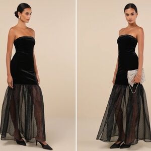 LULUS Prom Wedding Holiday Sexy Elegant Chic Vixen Velvet Cocktail Maxi